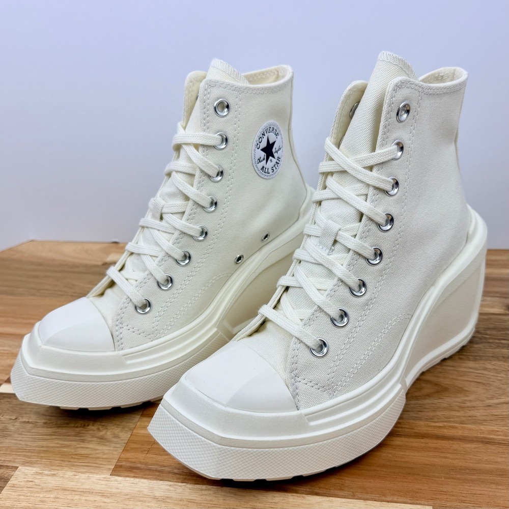 Converse Chuck Taylor All Star Platform Wedge High Top Sneakers Cream Womens 5.5